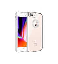 Apple iPhone 7 Plus Uyumlu Kılıf Kamera Korumalı Logo Gösteren Zore Omega Kapak (Gümüş)