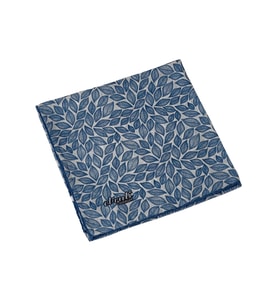 Ebruli Prime Pamuk Comfort Desenli Eşarp 90x90 cm - Yaprak Desenli (Mavi)