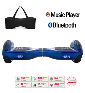 Smart Store Hoverboard Elektrikli Kaykay Bluetooth Hoparlörlü 6.5 Inch Çanta Hediyeli (Mavi)