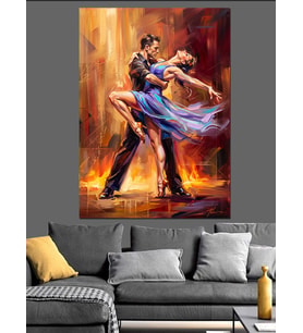 Ateşli Tango Dans Eden Çift Dekoratif Kanvas - Mdf Ahşap Tablo