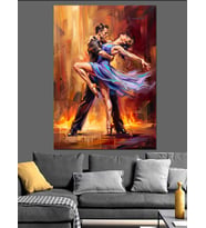 Ateşli Tango Dans Eden Çift Dekoratif Kanvas - Mdf Ahşap Tablo