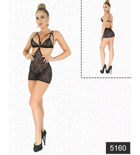 Arias Closet Simli Likralı Dantel Babydoll
