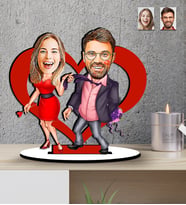 Sevgililer Günü Hediyesi Kalpli Karikatür -Yılbaşı Hediyesi     Mdf  Biblo (Çok Renkli)