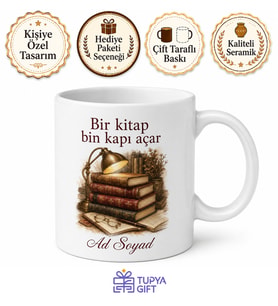 Kişiye Özel Sahaf Sever Baskılı Kupa Bardak İsimli Hediye