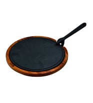 Lava Döküm Ahşap ve Döküm Demir Hot Plate Servis Tahtası. Çap(Ø)26cm.