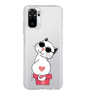 Xiaomi Redmi Note 10 Uyumlu Kapak Coolcat Tasarımlı Şeffaf Silikon Kılıf