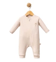 Unisex Bej Balon Nakışlı Fermuarlı Tulum
