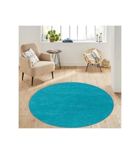 Eliana Home Baskılı, Yıkanabilir Kaymaz Taban Yuvarlak Halı LNA7093 120x120 cm (Turkuaz)