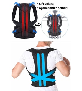 Çift Balenli Bel ve Sırt Korsesi Dik Durus Spor Bel Sırt Omuz Kambur Önleyici Korse
