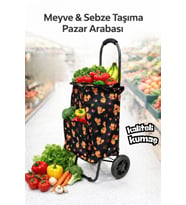 Pratik Çantalı Fermuarlı Pazar Arabası, 50 Kg Taşıma Kapasiteli
