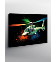 Kanvas Tablo Gece Uçan Helikopter