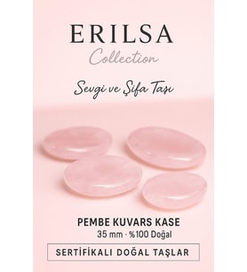 Sertifikalı Pembe Kuvars Doğal Taş Kase 35 mm Sevgi ve Şifa Taşı (Çok Renkli)