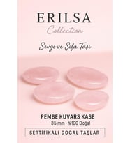 Sertifikalı Pembe Kuvars Doğal Taş Kase 35 mm Sevgi ve Şifa Taşı (Çok Renkli)