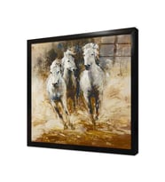 Tablosan Koşan Atlar Çerçeveli Cam Tablo