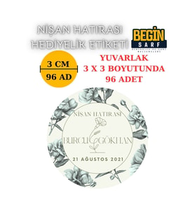 3 CM 4 CM 5 CM 6 CM NİŞAN HATIRASI ETİKETİ KENDİNDEN YAPIŞKANLI KİŞİYE ÖZEL YUVARLAK 004