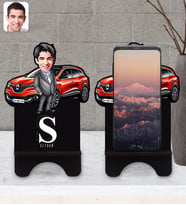 BK Gift Kişiye Özel Plakalı Erkek Renault Kadjar Karikatürlü Ahşap Biblo Telefon Standı-1
