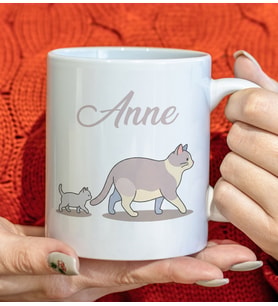 BK Gift Anne ve Yavrusu Beyaz Kupa Bardak -5, Anneler Günü ve Kadınlar Günü Hediyesi