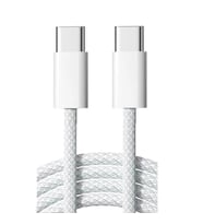 ScHitec 6A 66W Apple İphone 15 Uyumlu Type-C to Type-C Örgülü Hızlı Data ve Şarj Kablosu Beyaz