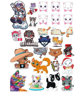 Sevimli Kediler Duvar Sticker Set 3 12 Parça Telefon, Tablet, Defter, Laptop Sticker