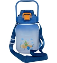Vagonlife 1100ml Pipetli/Pipetsiz Kullanım Sevimli Hayvanlar Desenli Kulplu Askılı Tritan Su Matara (Lacivert)