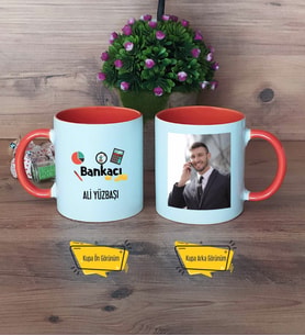 Bankacı Kupa Bardak Turuncu Fotoğraflı Bankacılar Günü Hediyesi