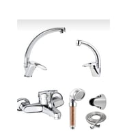 Moonshop 5 Yıl Garantili Batarya Seti 4 Lü Banyo-mutfak-lavabo- Tasarruflu Ve Arıtmalı Duş Başlığı
