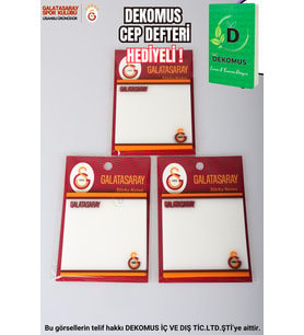 "DEKOMUS CEP DEFTERİ HEDİYELİ" LİSANSLI GALATASARAY "TEKLİ" ŞEFFAF POST-IT 50 YAPRAK (Turkuaz)
