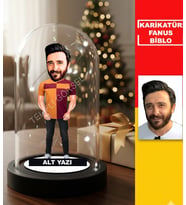 Kişiye Özel Karikatür Sarı Kırmızı Taraftar Tasarımlı Fanus Biblo, Taraftar Hediyesi