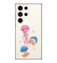 Samsung Galaxy S23 ULTRA Uyumlu Deniz Anası ve Mantar Tasarımlı Şeffaf Telefon Kılıfı