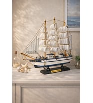 Kişiye İsme Özel Büyük Boy El Yapımı Ahşap Yelkenli Gemi Maketi 33 X 33 CM – Premium Hediye 531 F