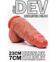 - Cüce Dev Realistik Dildo 23cm Uzunluk 7cm Kalınlık - Güçlü Vantuz Çift Katman Dildo (STD)