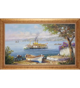 Çerçeveli Paspartulu Manzara Tablo bm1720 (Gold)