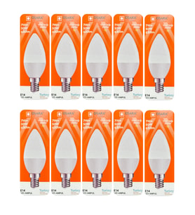 (10 Adet) Osaka 7W (50W) Sarı Işık (3000K) E14 Duylu (İnce Duy) Led Mum Ampul