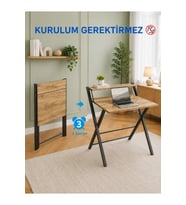 Katlanır Çalışma Masası Raflı Laptop Masası Bilgisayar Masası Küçük Çalışma Masası Çocuk Öğrenci Ders Masası Bodo Çam Siyah