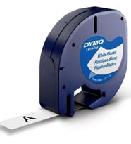 DYMO ŞERİT LETRA TAG PLASTİK ŞERİT BEYAZ 12MMX4M S0721660 59422
