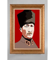 Altın Varaklı Paspartulu Çerçeveli Atatürk Tablo sd220