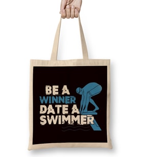 Funny Be Winner Date Swimmer Swimming Pool Athlete Coach Bez Çanta Uzun Saplı