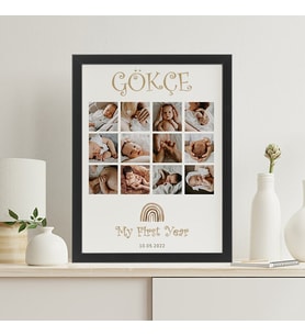 KİŞİYE ÖZEL TASARIM HEDİYE BEBEK KOLAJ SİYAH FOTOĞRAF ÇERÇEVESİ  21X30