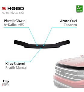S-Dizayn Volkswagen Uyumlu Transporter T4 ABS Plastik Kaput Rüzgarlığı 1995-2003 A+Kalite Parça