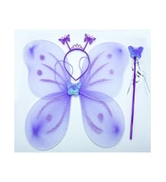 Lila Renk Kelebek Kanadı Tacı ve Sopası 50x37 cm (5343)