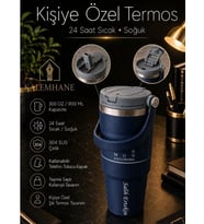 Kişiye Özel Termos – 900 ML 24 Saate Kadar Sıcak ve Soğuk Tutma (LACİVERT)