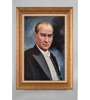 Altın Varaklı Paspartulu Çerçeveli Atatürk Tablo nt820