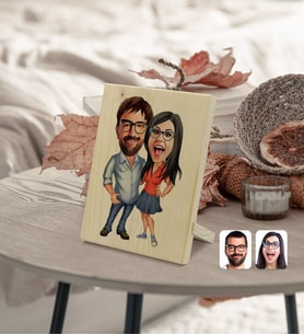 BK Gift Kişiye Özel Sevgililer Karikatürlü Dekoratif Ahşap Çerçeve Model 105