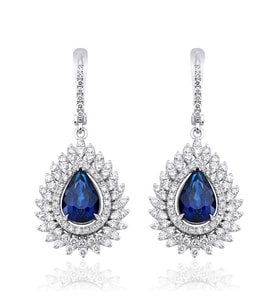6.70 Karat Laboratuvar Pırlanta Safir Küpe - HRD Sertifikalı