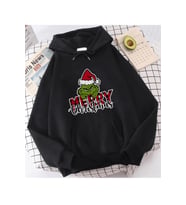 Grinch Merry Christmas Yeni Yıl Kapşonlu Sweatshirt (Siyah)