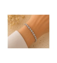 XUPING GÜMÜŞ RENK, KARE VE YUVARLAK TAŞLI BİLEKLİK 17+2CM ACR9838
