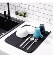 Mikrotex Bulaşık Matı Süper Emici Bulaşık Kurutma Matı 45x36cm Tezgah Üstü Bulaşık Matı Siyah