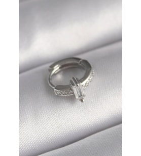 316L Çelik Gümüş Renk Zirkon Taşlı Tragus Piercing - TJ-PR1307