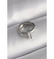 316L Çelik Gümüş Renk Zirkon Taşlı Tragus Piercing - TJ-PR1307