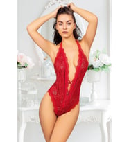 #Bodysuit Polyamid Esnek Kumaş Vücut Saran Şık Rahat Kadın Giyim Çift Çapraz İpli Kırmızı Bodysuit